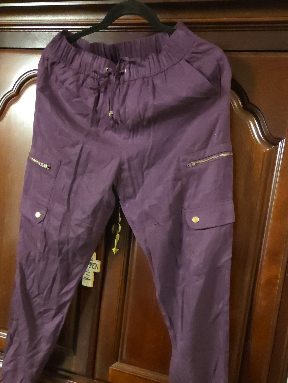 Womens Purple Cargo Jogger Pants